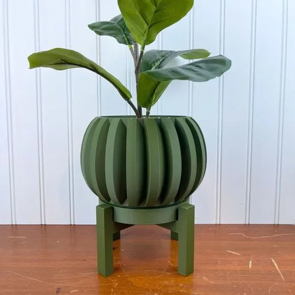 Jone Planter Pot, Indoor Planter w/ Drainage Hole and Drip Tray