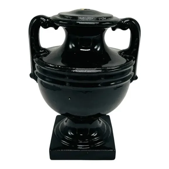 30s Black Glaze Art Pottery Stoneware Urn Lamp Base Early Decorative Vessel Deco