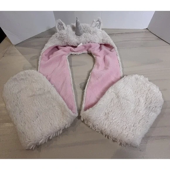 Capelli New York Unicorn‎ Hat Scarf Mittens Set Faux Fur Pink Girls Furry One Sz