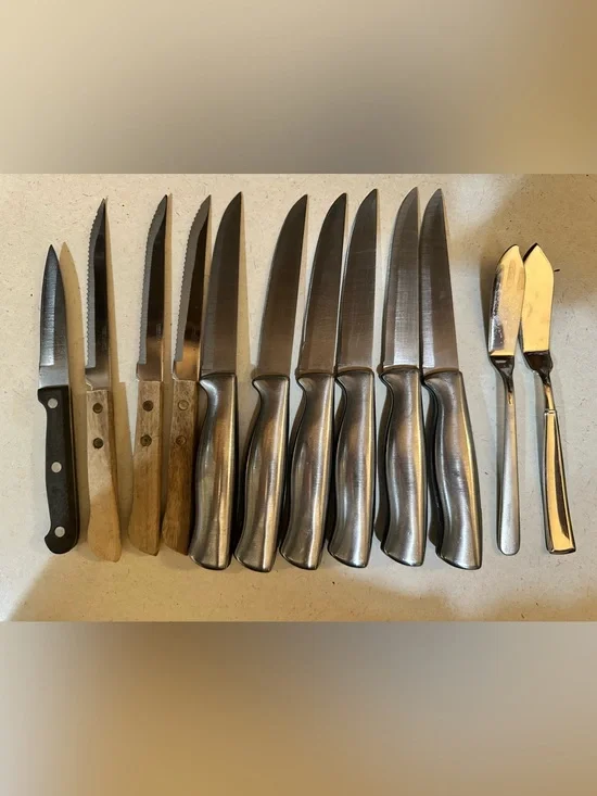 Stainless Steel Steak Knife Set of 10 w/two butter knives