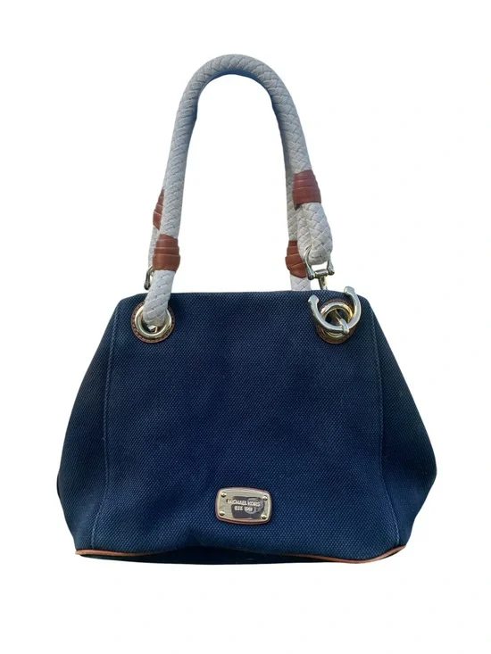 Michael Kors Navy Blue Nautical Handbag, Rope Strap, Gold Hardware, EUC