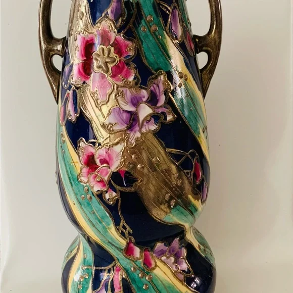 Antique hand painted ceramic vase