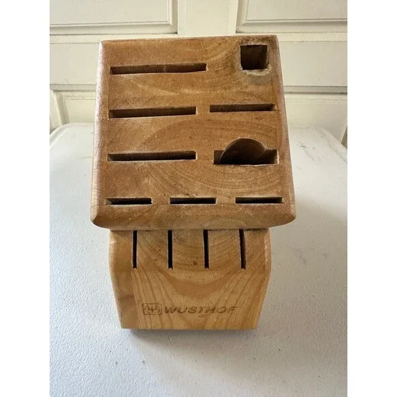 Wusthof 13-Slot Beech Wood Laser Engraved Logo European Cutlery Knife Block
