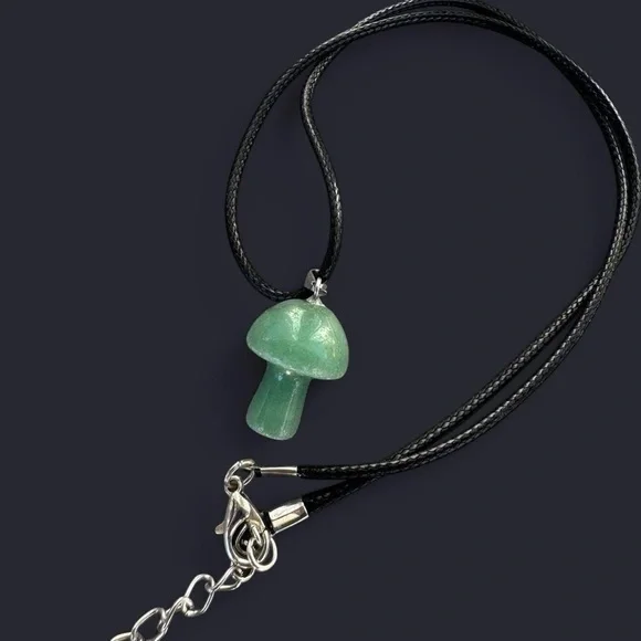 Green Aventurine Mushroom Pendant Necklace