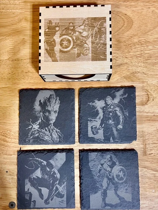 Marvel Slate Superhero Coaster Set - Black (Unknown Brand)