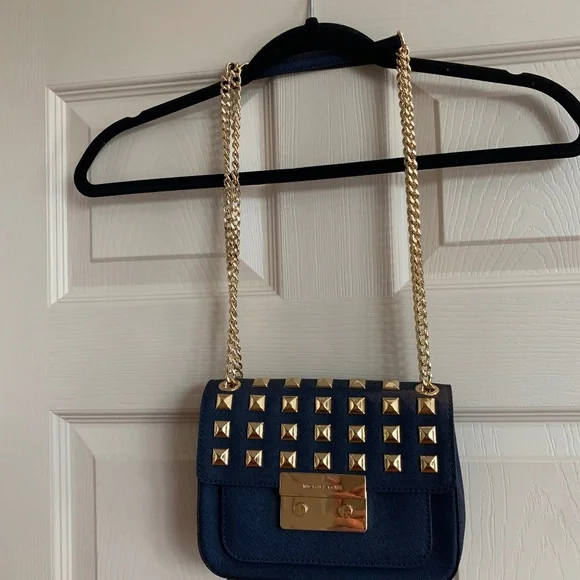 Michael Kors Navy Blue SmallLeather Stud Handbag