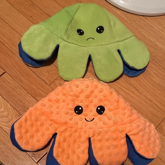 NWOT Two Reversible Plush Octopus Hats -