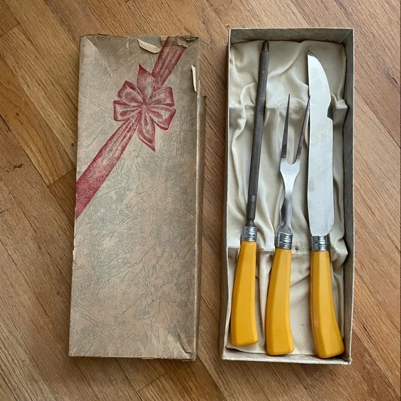 Vintage GENERAL CUTLERY CO. Stainless Steel Carving Set Three Pieces