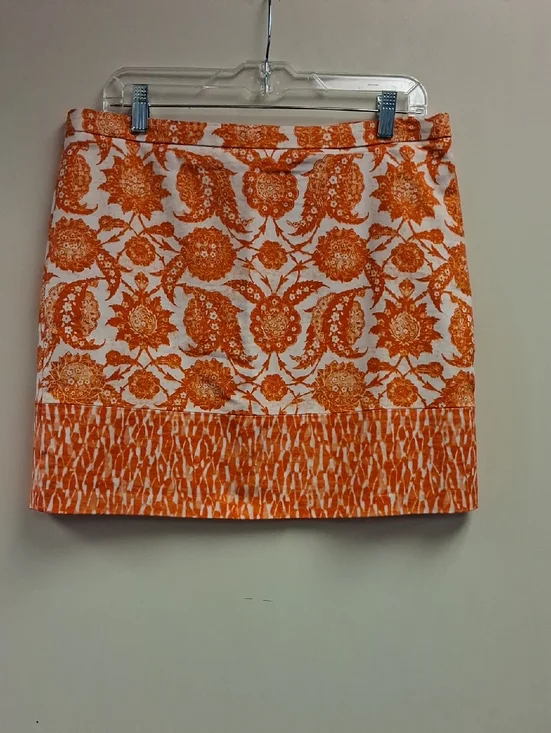 Michael Kors Orange Floral Mini Skirt Lined Cotton Blend Size 10