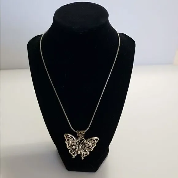 Women's Filagree Silvertone Butterfly Necklace