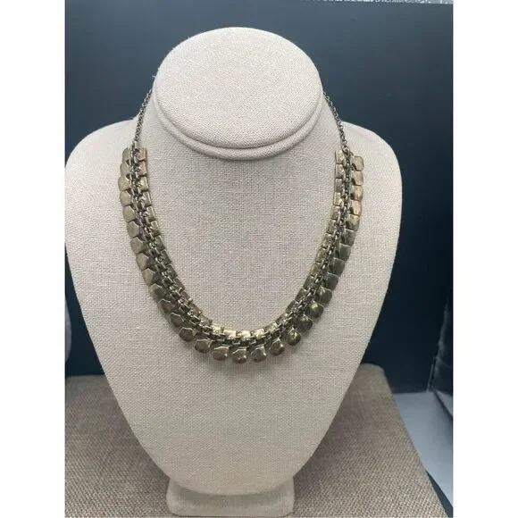 Vintage J. Crew Reversible Necklace Dark Gold Tone