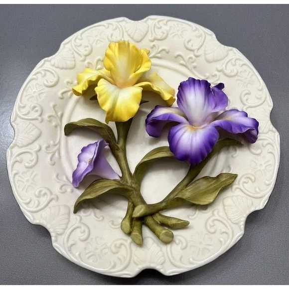 Bradford Exchange Iris Plate Precious Petals Salvatore Sarno Cottagecore Spring