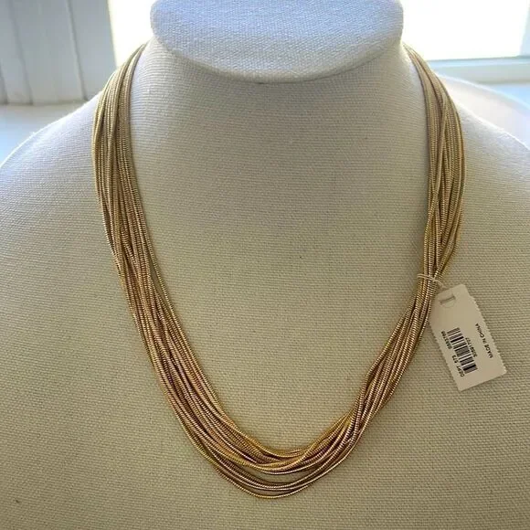 Ann Taylor Factory NWT Multi-strand Gold Necklace with Magnetic Clasp. 10” long