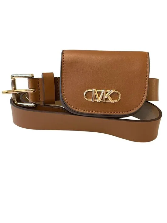 Michael Kors Medium 32 mm Brown Leather Belt Pouch Fanny Pack Belt Bag NWT