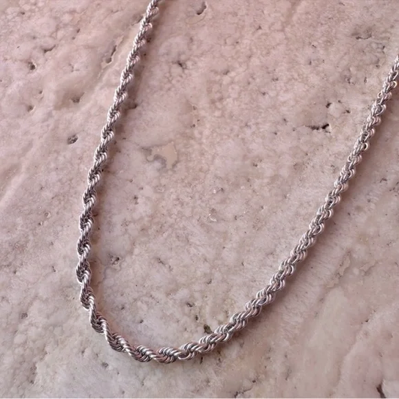 14k White Gold Rope Necklace Chain 24 inches long