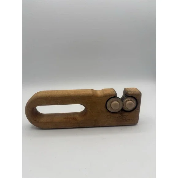 Rare Vintage Chicago Cutlery Wooden Handheld Knife‎ Sharpener