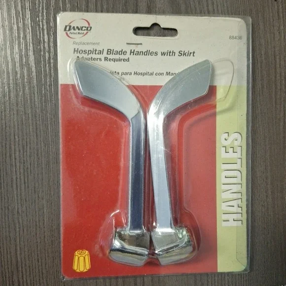 GENUINE Danco HOSPITAL BLADE HANDLES w/SKIRT Chrome H & C Sink Faucet Handles