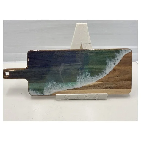 Handmade‎ Ocean Resin Wood Cutting Board 16x7 Coastal Art