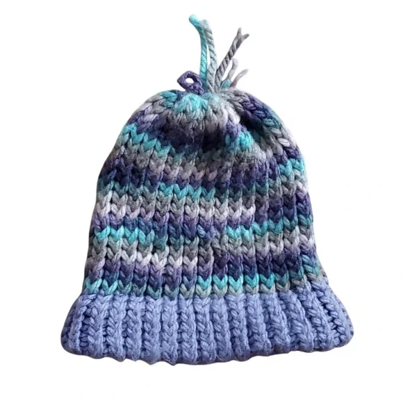 Handmade Purple‎ and Aqua Knitted Child's Hat