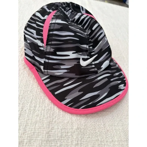 Nike Featherlight Dri Fit Black Pink Zebra Girls Toddler Strapback Hat Cap