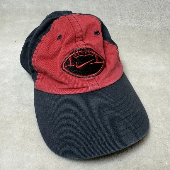 Vintage Nike Football Swoosh Logo Little Boys 0-24 Mo Snapback Hat Black &‎ Red