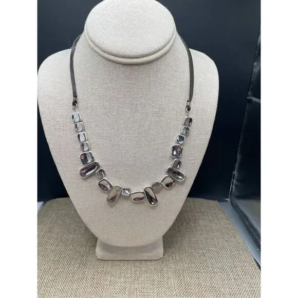 RLM Soho Stamped Silver and Black Leather Necklace Vintage Robert Lee Morris