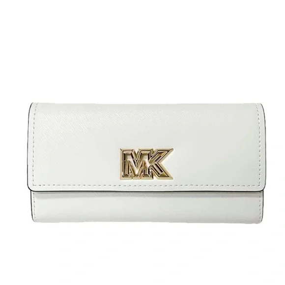 Michael Kors Mimi Large Saffiano Leather Bi-Fold Continental Wallet Optic White