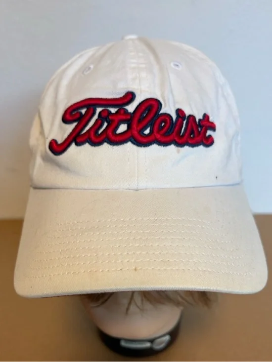 TITLEIST Golf Hat White USA Embroidered Adjustable Strapback Cap