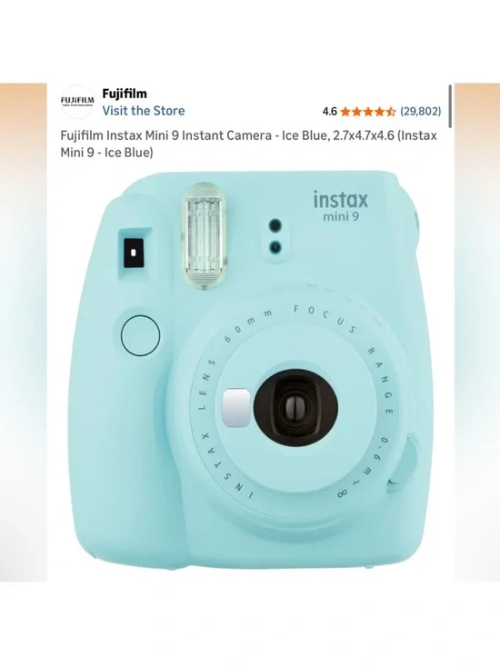 Fujifilm Instax Mini 9 Instant Camera - Ice Blue