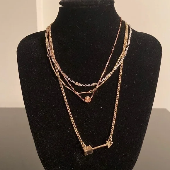 Decree Gold Multi-Layer Necklace with Arrow Charm