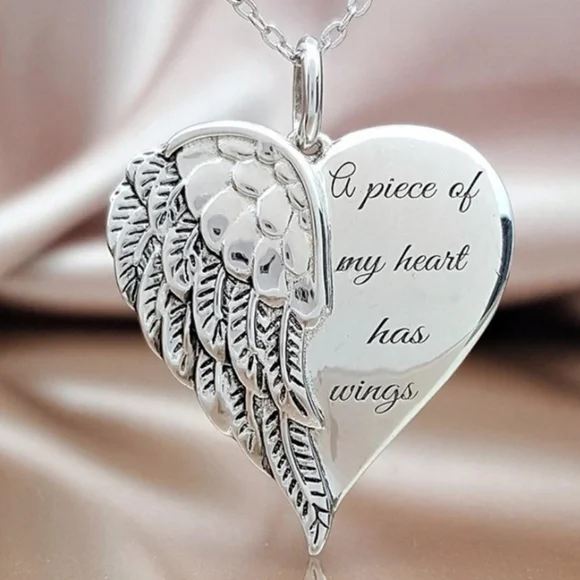 Angel Wings Heart Necklace