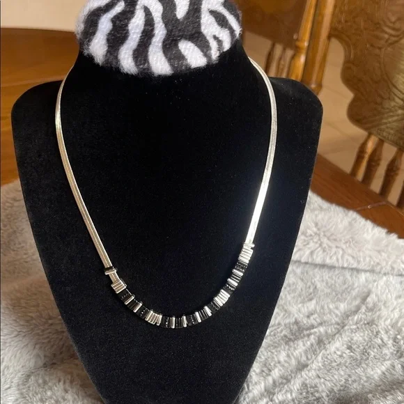 Nine West Silver Necklace with Black Accents