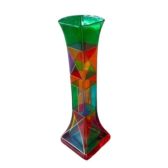 CC Zecchin Venezia Multicolor Crystal Art Glass Vase Made in Italy