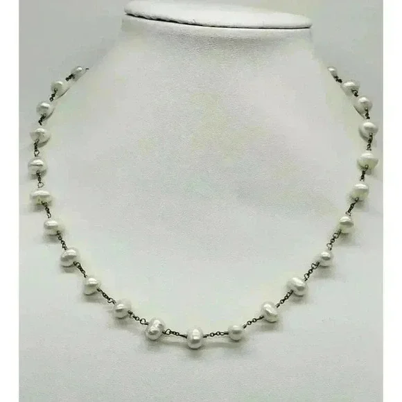 Vintage Necklace Genuine Pearl Natural White Baroque Bride Wedding Freshwater