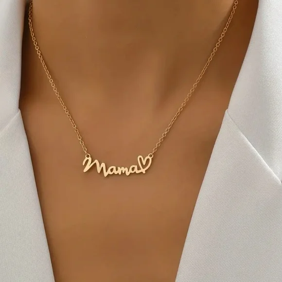 Gold MAMA Heart Necklace