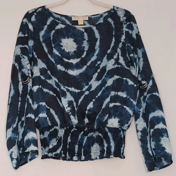 Women's Michael Kors Blue Tie Dye Blouse‎ Size Small