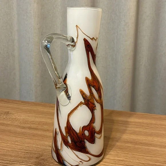 Murano Glass Bottle - Jug - Vase - Carafe - Henkel - Vintage - Orange