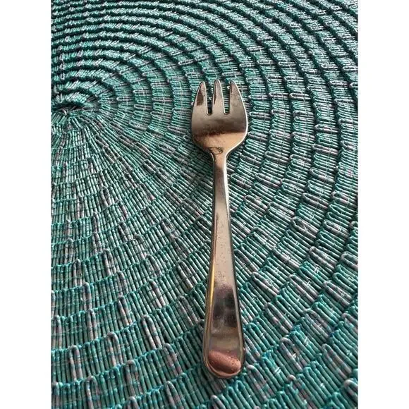 Vintage Leonard Italy Silver Plated Petite Appetizer Fork MCM Minimalist Style‎
