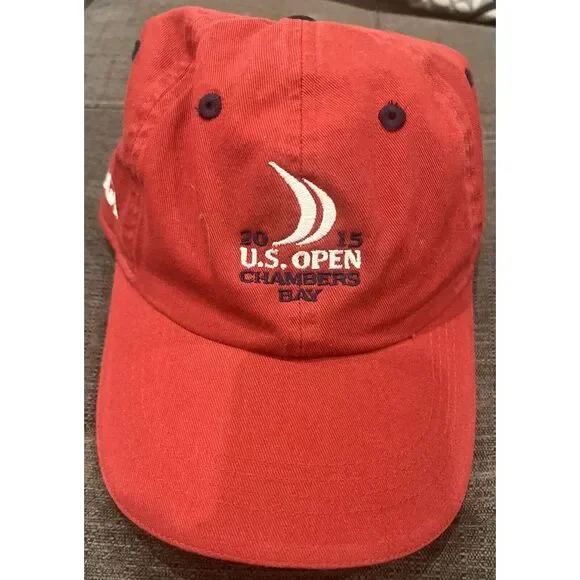 2015 U.S. Open Chambers Bay Strapback Hat Cap Red USGA Golf Embroidered Fits All