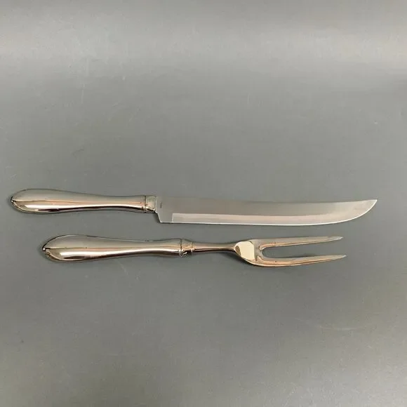 Towle Silversmiths Stainless Steel Silver Plate Serving Fork Knife with Box