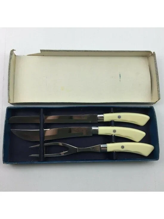 Vintage Crown Awards Gourmet Hand-Forged Micro Honed 3 piece Carving Set in Box