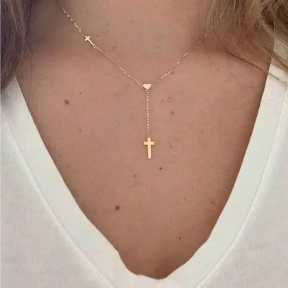 Elegant Gold Cross Necklace R176