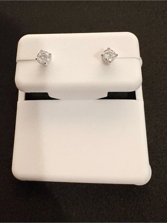 Moissanite .25CTW Sterling Silver Push Back 3MM Stud Earrings