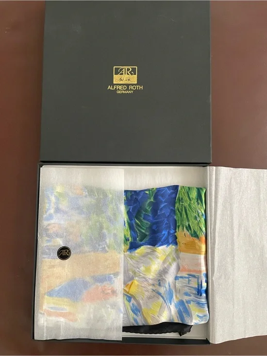 Blue & Multicolor Silk Scarf