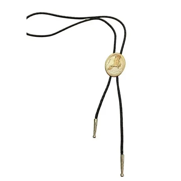 Men's Vintage Eagle Bolo Tie Solid Brass Ivan Taiwan 70s Western Cowboy Rodeo