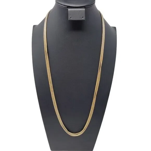 Vintage Signed Anne‎ Klein Gold Tone Multi Strand Popcorn Chain Opera Necklace