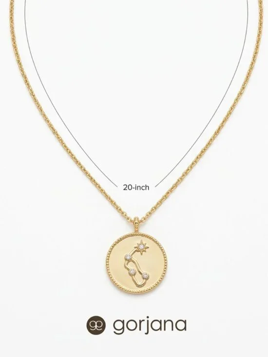 NWT Gorjana Gold Aquarius Astrology Coin Pendant Necklace