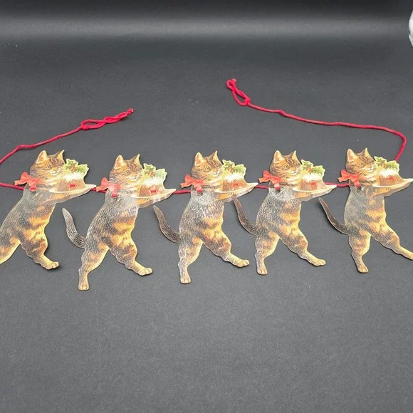 Christmas Garland Cat with Pudding Mamelok/B. Shackman Made in England New