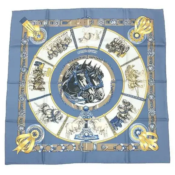 HERMES Blue Silk Scarf