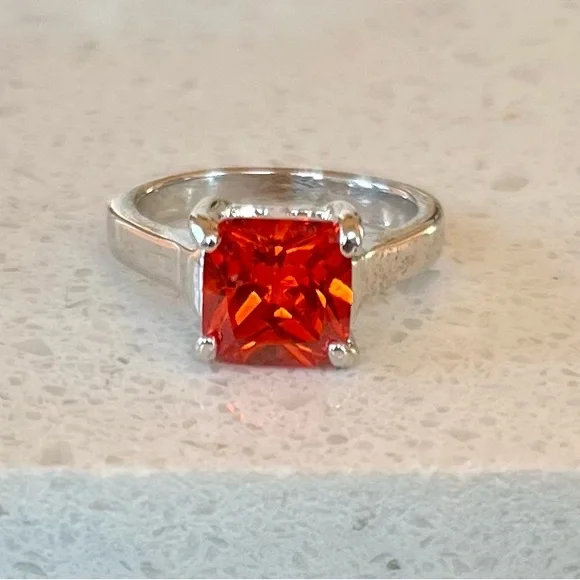 Girls Garnet January Birthstone Solitaire Ring - Size 3